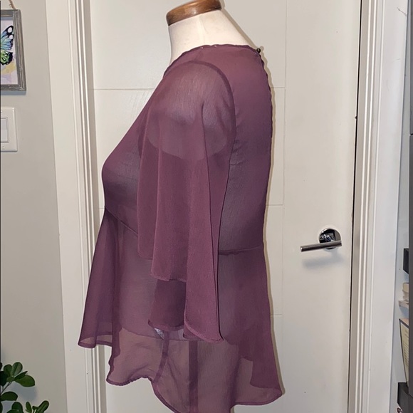 Small sheer burgundy blouse - Picture 2 of 4